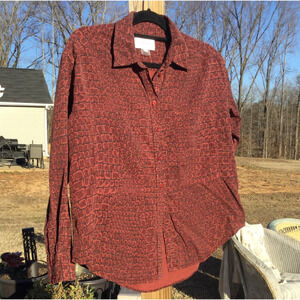 Current/Elliott womens button up shirt size 2 medium red geometric print Lyocell